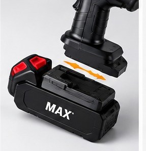 Removable MAX battery sliding out of the vacuum handle